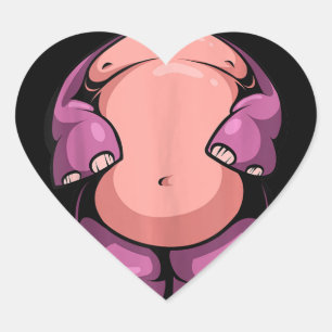 Hippo Chubby Animal Halloween Costume Easy Cosplay Heart Sticker