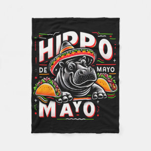 Hippo Cinco De Mayo Funny Mexico Hippopotamus Funn Fleece Blanket