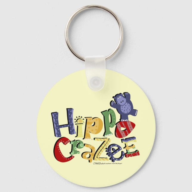 Hippo Crazee (on light colours) Key Ring (Front)