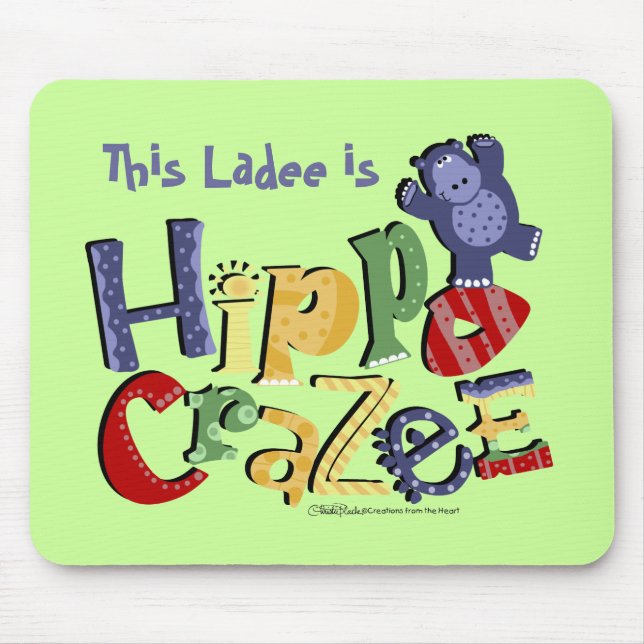 Hippo Crazee (on light colours) Mouse Mat (Front)