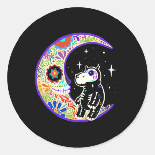 Hippo Dia De Los Muertos Skeleton Sugar Skull Classic Round Sticker