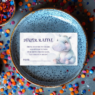 Hippo Diaper Raffle Baby Shower Enclosure Card