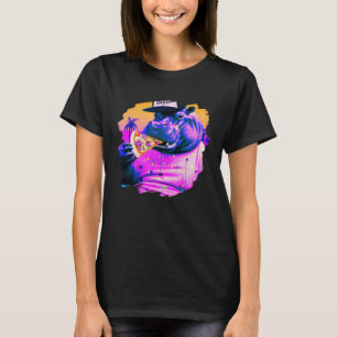 Hippo Eating Pizza Cool Hippos Pizza T-Shirt
