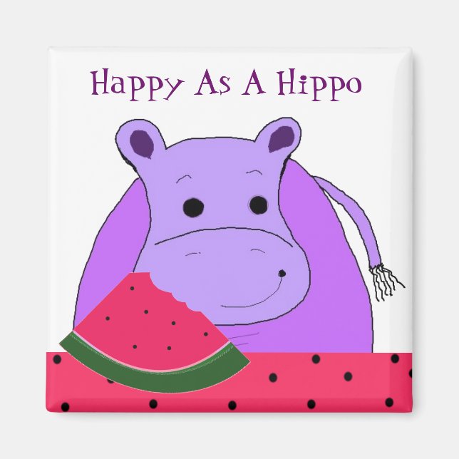 Hippo Eating Watermelon Magnet (Front)