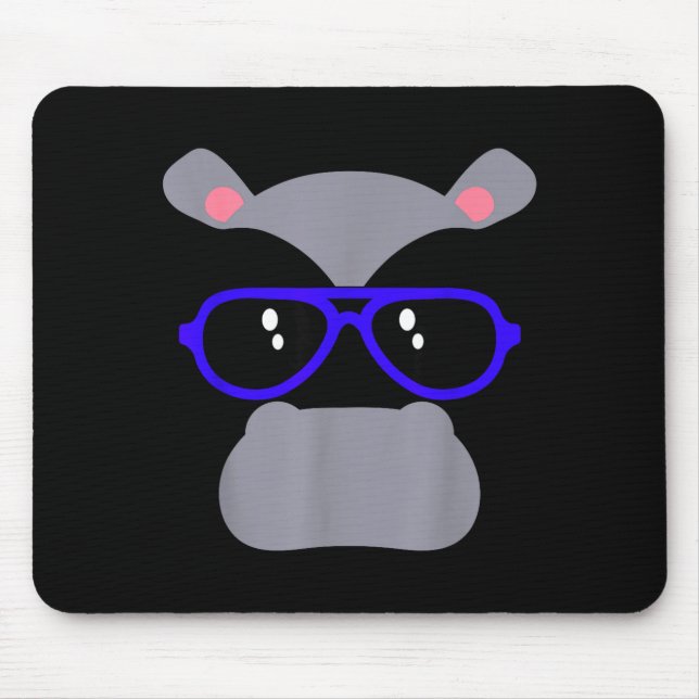 Hippo face eyelashes glasses funny halloween mouse mat (Front)