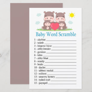 Hippo family Baby word scramble game
