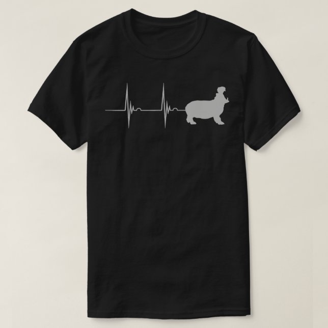 Hippo Favorite Zoo Animal Heartbeat EKG Pulse Zook T-Shirt (Design Front)
