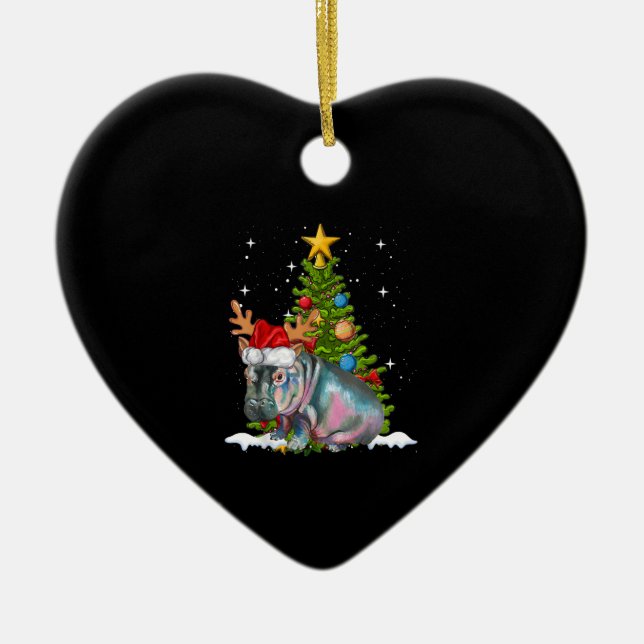 Hippo Fiona Christmas Tree Hippopotamus Ceramic Tree Decoration (Front)