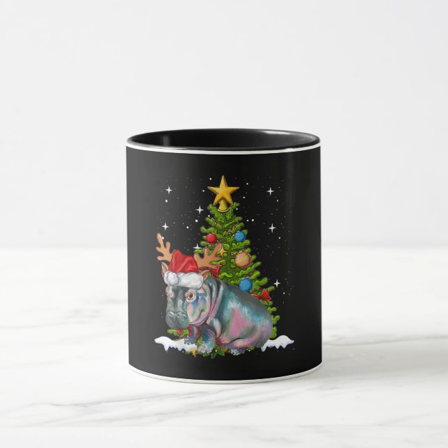 Hippo Fiona Christmas Tree Hippopotamus Mug (Center)