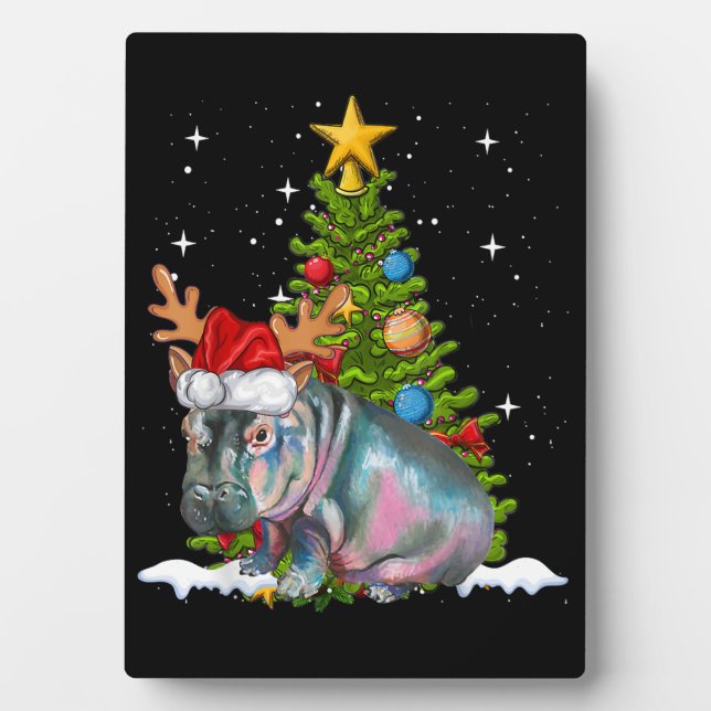 Hippo Fiona Christmas Tree Hippopotamus Plaque (Front)