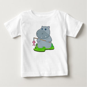 Hippo Fisher Fish Fishing Baby T-Shirt