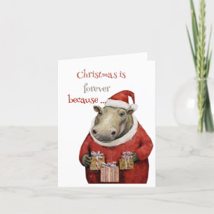 Hippo  Folded Holiday Card