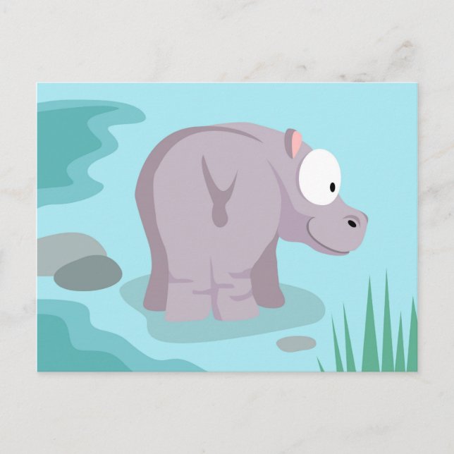 Hippo from my world animals serie postcard (Front)