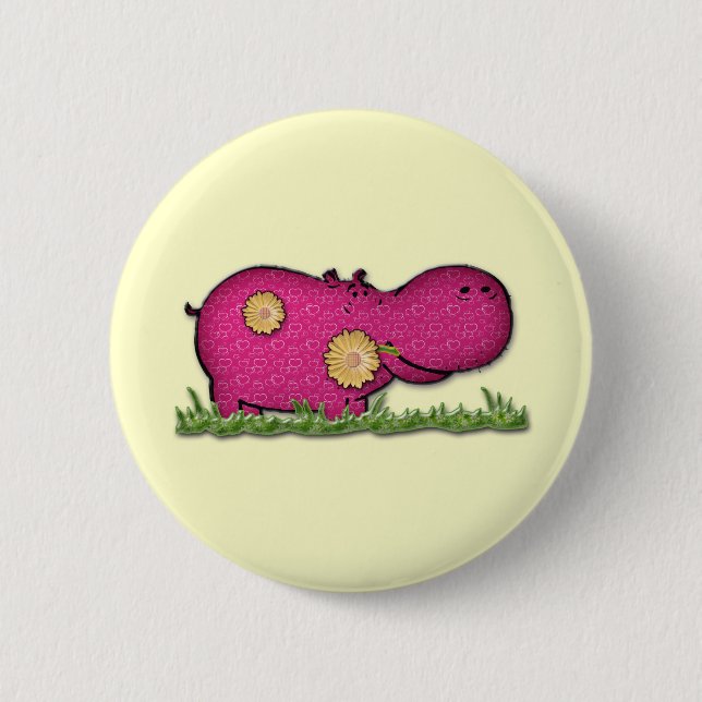 hippo fun 6 cm round badge (Front)