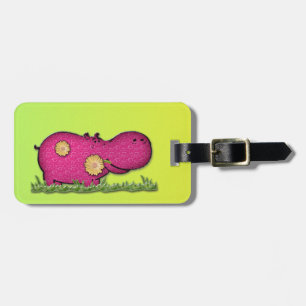 hippo fun luggage tag