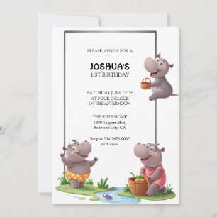 Hippo Fun Scene Invitation