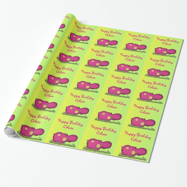 hippo fun wrapping paper (Unrolled)