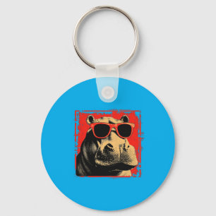Hippo Funny Animal Lover Vintage Fathers Day Key Ring