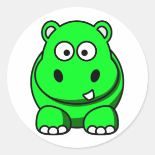 Hippo Green Classic Round Sticker