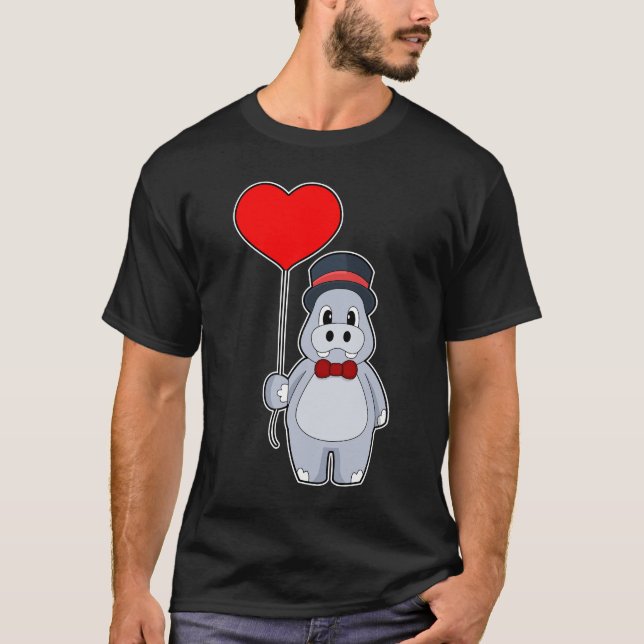 Hippo Groom Balloon Wedding T-Shirt (Front)