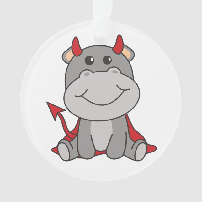 Hippo Halloween Cute Devil Witch Costume Ornament (Front)