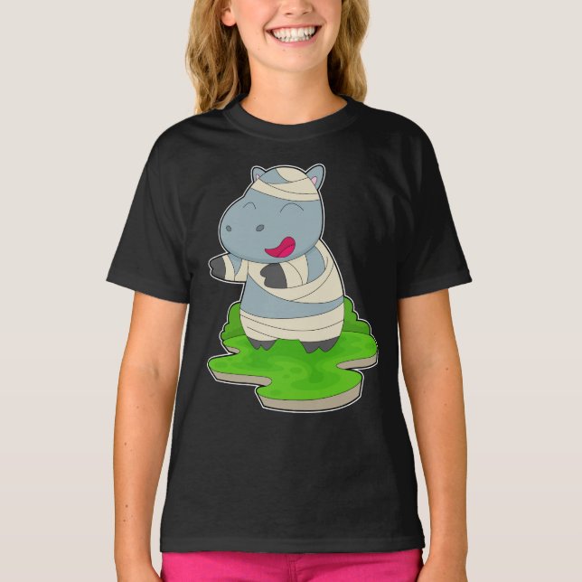 Hippo Halloween Mummy T-Shirt (Front)