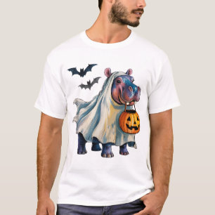 Hippo Halloween Pumpkin Hippopotamus Costume Girls T-Shirt