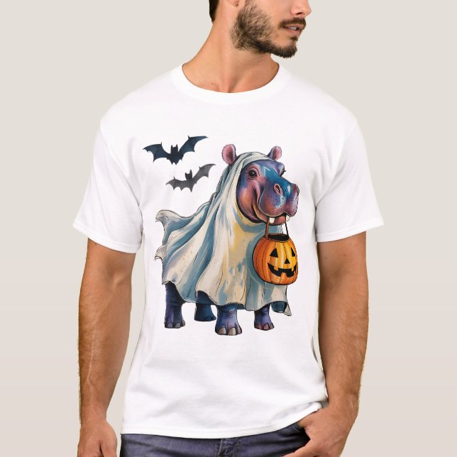 Hippo Halloween Pumpkin Hippopotamus Costume Girls T-Shirt (Front)