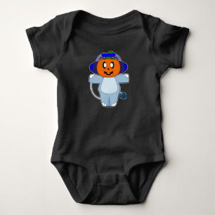Hippo Halloween Pumpkin Music Baby Bodysuit