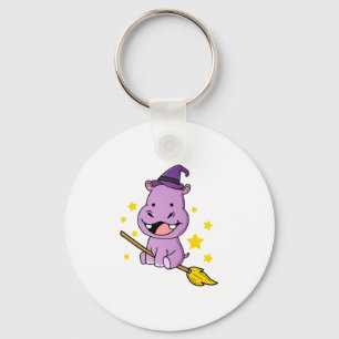 Hippo Halloween Witch For Halloween Key Ring