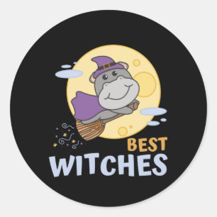 Hippo Halloween Witch Kids Witches Best Witches Classic Round Sticker