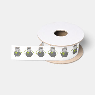 Hippo Happy Halloween Cauldron Bat Satin Ribbon