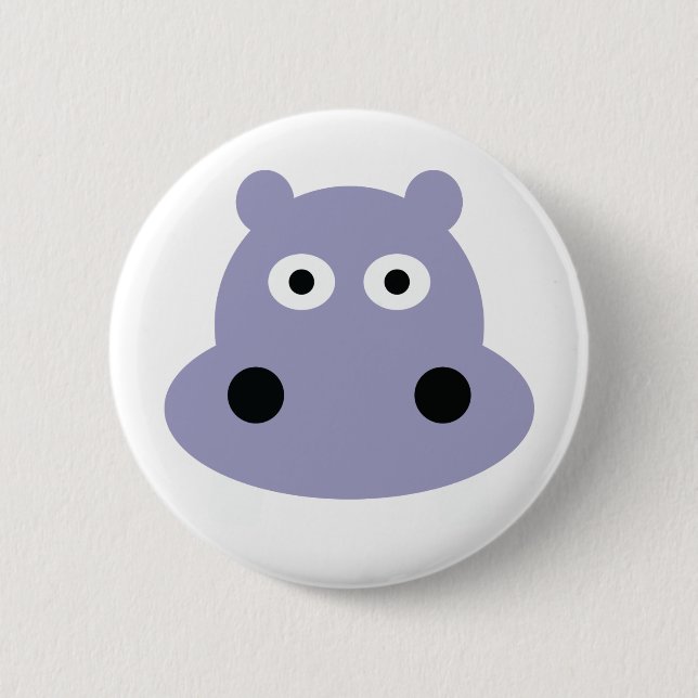 hippo head 6 cm round badge (Front)