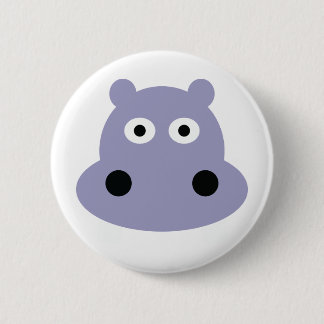 hippo head 6 cm round badge