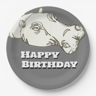 Hippo head  Birthday Paper Plate