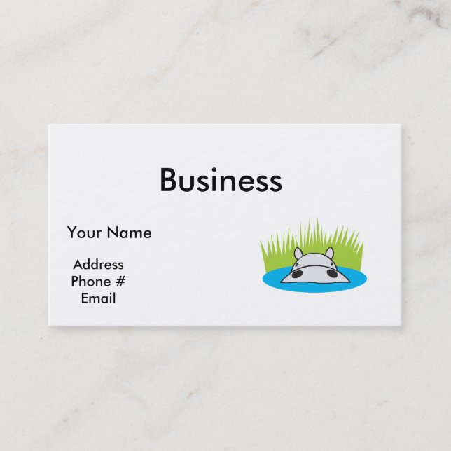 hippo hiding in water business card (Front)