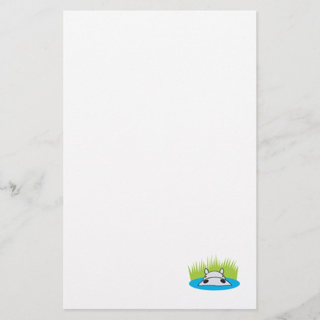 hippo hiding in water stationery (Front)