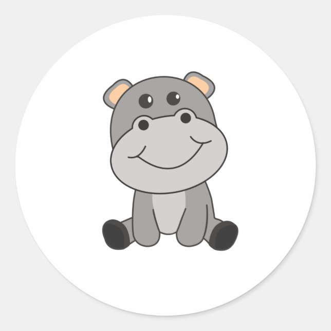 Hippo Hippo Cute Animals For Kids Hippos Classic Round Sticker (Front)