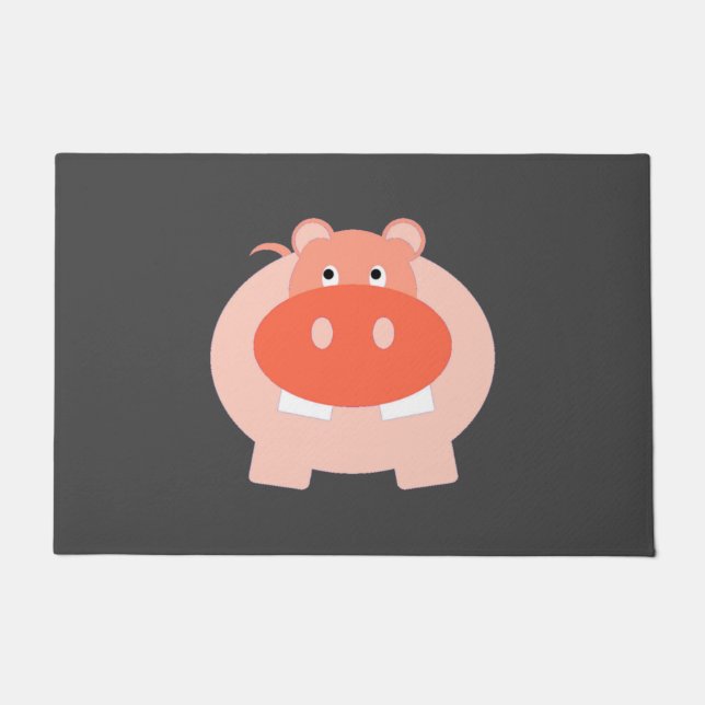 Hippo Hippopotamus Cartoon Design Gifts Doormat (Front)