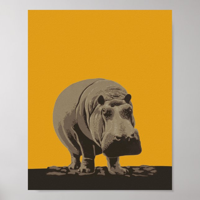 Hippo - Hippopotamus illustration Poster (Front)
