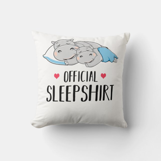 Hippo Hippopotamus Lover Official Sleep Valentine Cushion (Front)