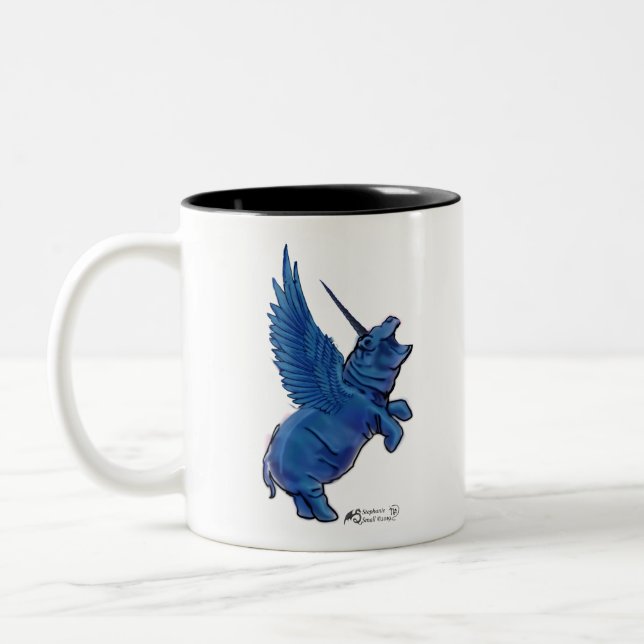 Hippo Hippos Hippopotamus House Blessing Taweret Two-Tone Coffee Mug (Left)