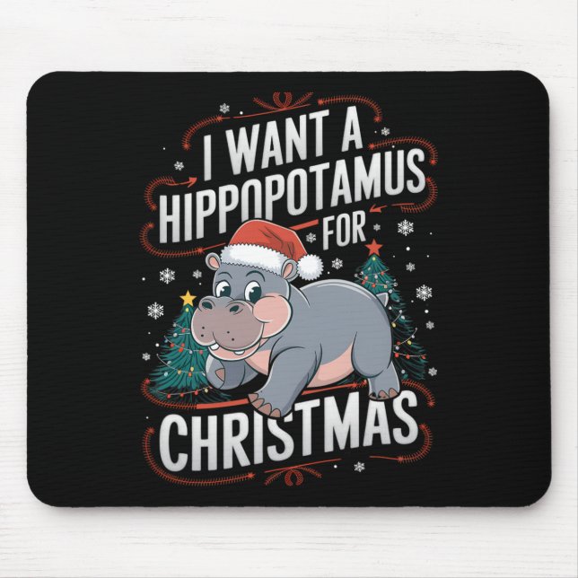 Hippo Holidays A Christmas Wish  Mouse Mat (Front)
