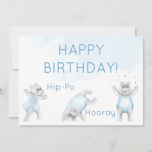 Hippo Hooray Somersault Birthday Card (Front)