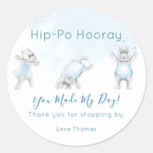 Hippo Hooray Somersault Thank You Classic Round Sticker
