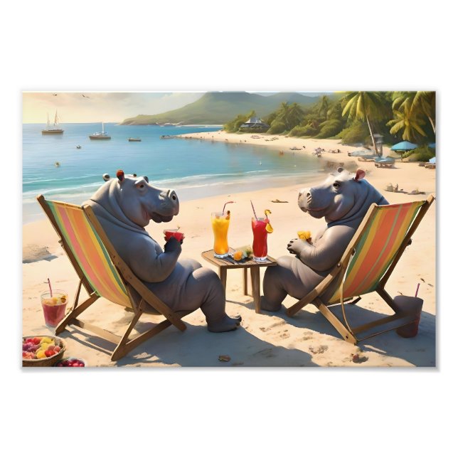 Hippo Hour: Beachside Cocktails and Good Times, Photo Print (Front)