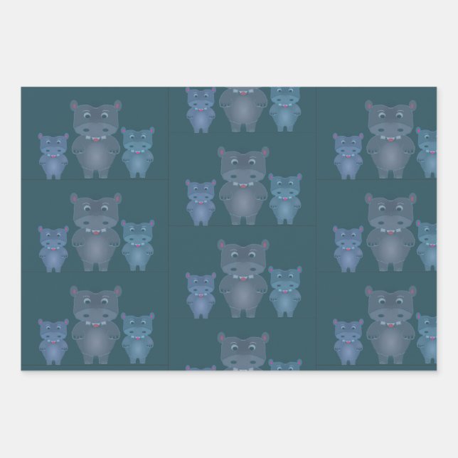 Hippo Hub Wrapping Paper Sheet (Front)