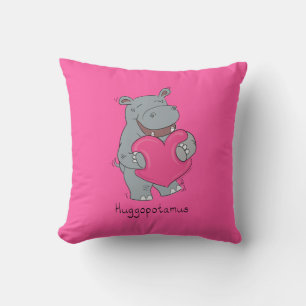 Hippo Hugs Cute Kids Hippopotamus Cushion