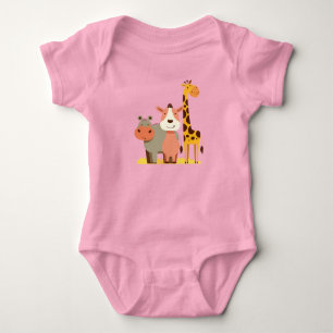 Hippo Hugs & Giraffe Giggles  Adorable Safari Baby Bodysuit
