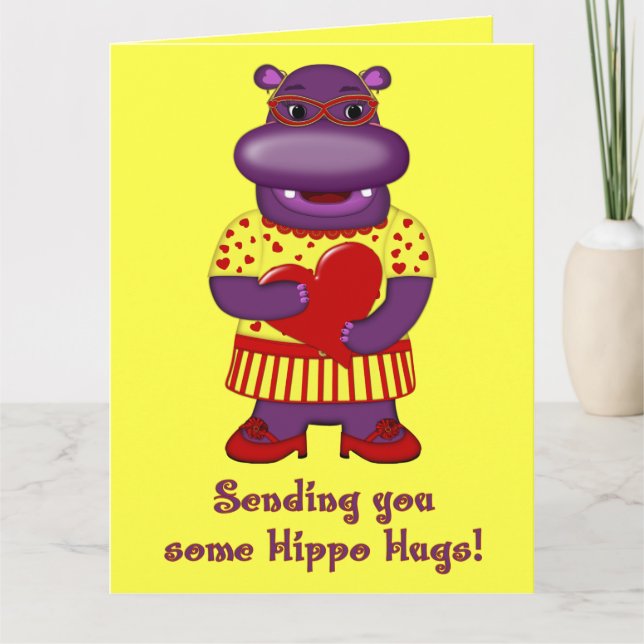 Hippo Hugs Jumbo Greeting Card (Front)